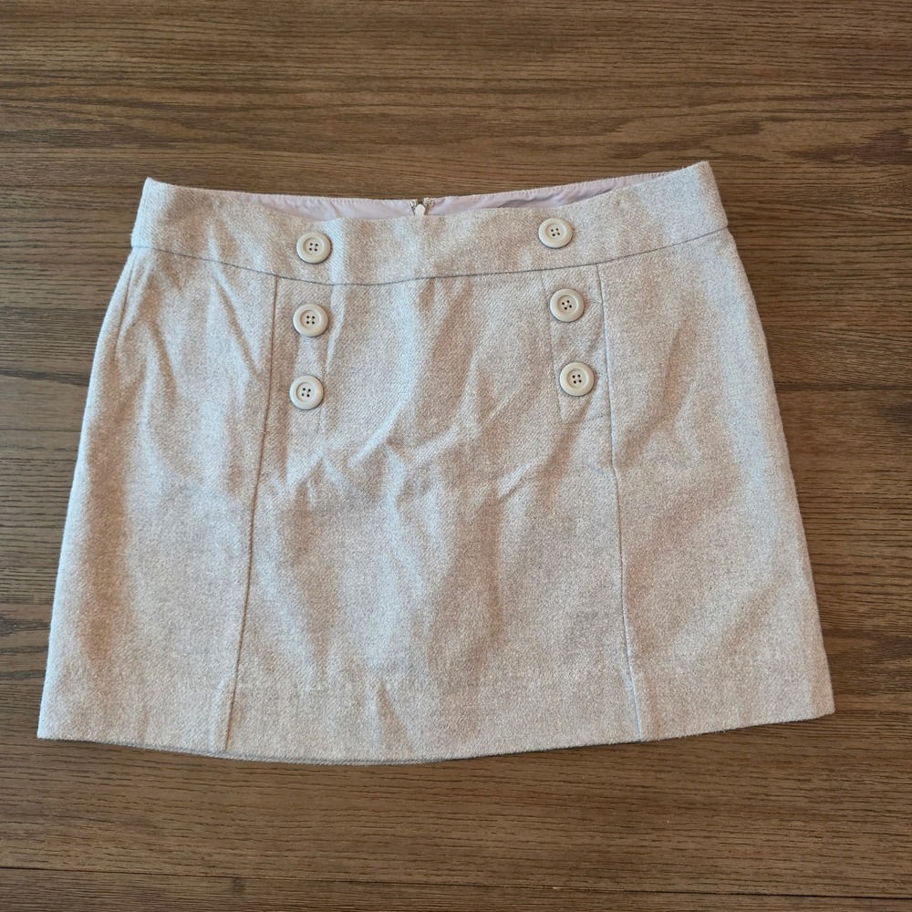 Gap Gray Cotton Nautical Button Front Mini Skirt Size 16 Preppy A-Line Lined